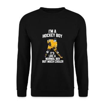 Eishockey Boy Kinder Geschenk Hockey Son Eishockey - Unisex Pullover - Schwarz - Vorne - Alina (178cm) & Michal (187cm)