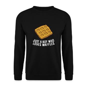 Seulement un garçon qui aime les gaufres du petit-déjeuner gaufres - Sweat-shirt Unisexe - noir - Devant - Alina (178cm) & Michal (187cm)