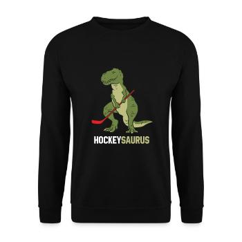 Cute Dinosaur Ice Hockey Dinosaur Hockeysaurus - Unisex Sweatshirt - black - Front - Alina (178cm) & Michal (187cm)