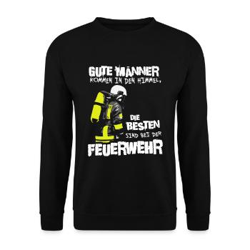 Die besten Männer sind bei der Feuerwehr - Unisex Pullover - Schwarz - Vorne - Alina (178cm) & Michal (187cm)
