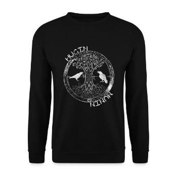Hugin und Munin – Wächter von Odins Weisheit - Unisex Pullover - Schwarz - Vorne - Alina (178cm) & Michal (187cm)