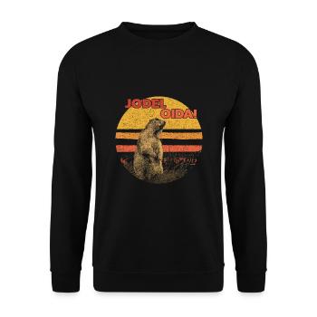 Alpen-Yodel Spaß – Perfekt für Bergliebhaber - Unisex Pullover - Schwarz - Vorne - Alina (178cm) & Michal (187cm)