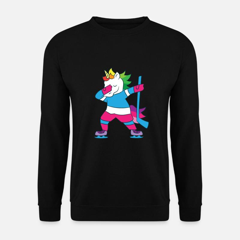 Dabbing Hockey Einhorn Eishockey Mädchen Einhorn - Unisex Pullover - Schwarz