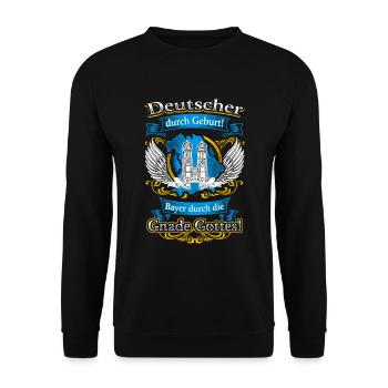 Bayer durch die Gnade Gottes – Stolz auf Tradition - Unisex Pullover - Schwarz - Vorne - Alina (178cm) & Michal (187cm)