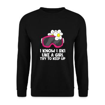 Ski filles lunettes de ski femmes skieur snowboard - Sweat-shirt Unisexe - noir - Devant - Alina (178cm) & Michal (187cm)
