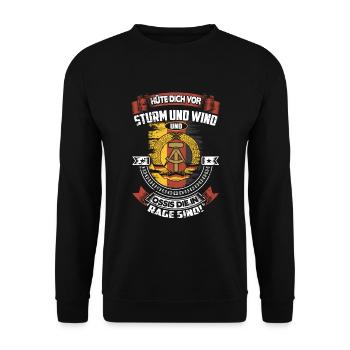Humorvolles Ostdeutschland Design Für Stolze Ossis - Unisex Pullover - Schwarz - Vorne - Alina (178cm) & Michal (187cm)
