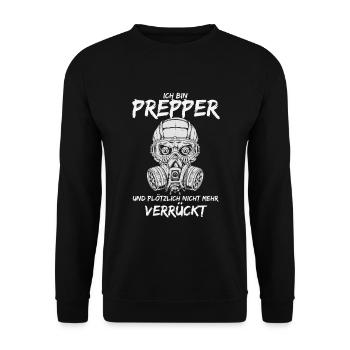 Prepper Humor Bereit Für Alles Und Nicht Verrückt - Unisex Pullover - Schwarz - Vorne - Alina (178cm) & Michal (187cm)