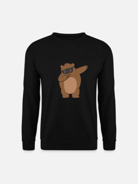 Lustige Dabbing Bär Kinder Grizzly Bear mit - Unisex Pullover - Schwarz
