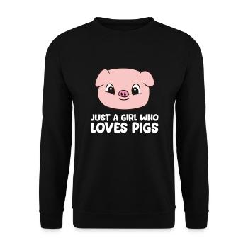 Pigs Farmer Girl Just a Girl Who Loves Pigs - Unisex Pullover - Schwarz - Vorne - Alina (178cm) & Michal (187cm)