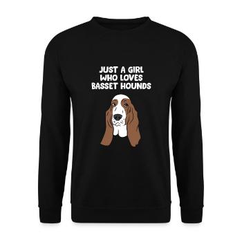 Juste une fille Qui Loves Basset Hounds - Sweat-shirt Unisexe - noir - Devant - Alina (178cm) & Michal (187cm)