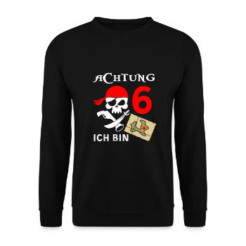 Piratenabenteuer Zum 6. Geburtstag Für Entdecker - Unisex Pullover - Schwarz - Vorne - Alina (178cm) & Michal (187cm)