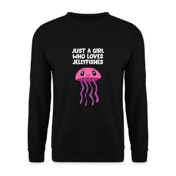 Juste une fille Who Loves Jellyfishes Pet Jellyfish - Sweat-shirt Unisexe - noir - Devant - Alina (178cm) & Michal (187cm)
