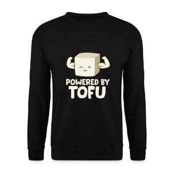 Vegan Vegetarian Love Tofu Powered By Tofu - Unisex Sweatshirt - black - Front - Alina (178cm) & Michal (187cm)