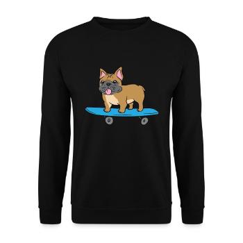 Skateboarding French Bulldog Kids Skater Bulldog - Unisex Pullover - Schwarz - Vorne - Alina (178cm) & Michal (187cm)
