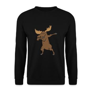 Dabbing Moose Kids Funny Canadian Moose - Unisex Pullover - Schwarz - Vorne - Alina (178cm) & Michal (187cm)