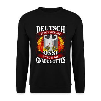Ossi Stolz Durch Die Gnade Gottes - Unisex Pullover - Schwarz - Vorne - Alina (178cm) & Michal (187cm)