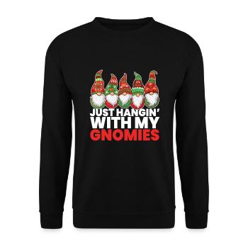 Just Hanging With My Gnomies Gnomes - Unisex Sweatshirt - black - Front - Alina (178cm) & Michal (187cm)