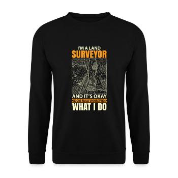Ich bin Landvermesser und es ist in Ordnung - Unisex Pullover - Schwarz - Vorne - Alina (178cm) & Michal (187cm)