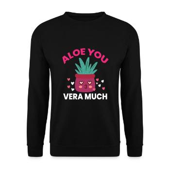 Aloe You Vera Much Aloe Vera Heilpflanze - Unisex Pullover - Schwarz - Vorne - Alina (178cm) & Michal (187cm)