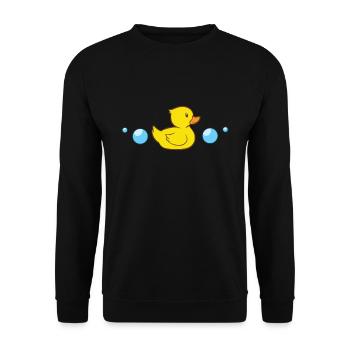 Gummiente im Wasser Badeente Gummienten - Unisex Pullover - Schwarz - Vorne - Alina (178cm) & Michal (187cm)