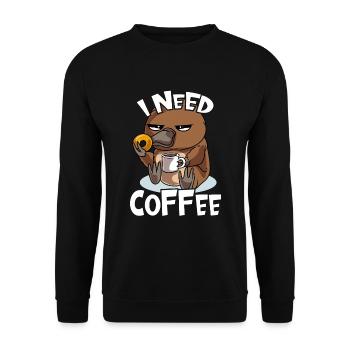 Tired platypus says I need coffee now - Unisex Sweatshirt - black - Front - Alina (178cm) & Michal (187cm)