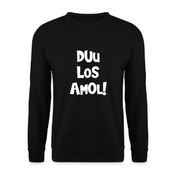 Duu Los Amol Funny Vorarlberg Saying - Unisex Sweatshirt - black - Front - Alina (178cm) & Michal (187cm)
