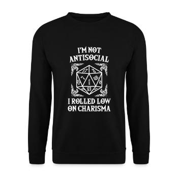 Dungeons Dice RPG Antisocial Game Tabletop Gamer - Unisex Sweatshirt - black - Front - Alina (178cm) & Michal (187cm)