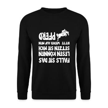 Lustiger Spruch Für Reiter Vom Pferd Gefallen - Unisex Pullover - Schwarz - Vorne - Alina (178cm) & Michal (187cm)