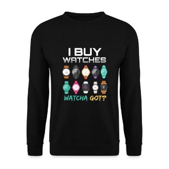 I Buy Watches Watcha Got? Watches Watch - Unisex Sweatshirt - black - Front - Alina (178cm) & Michal (187cm)