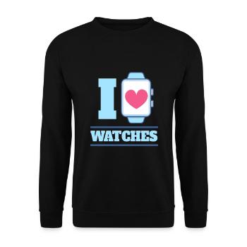I Love Watches Watches Watch Wristwatch - Unisex Sweatshirt - black - Front - Alina (178cm) & Michal (187cm)