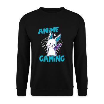 Cool anime and gaming design for gamers - Unisex Sweatshirt - black - Front - Alina (178cm) & Michal (187cm)