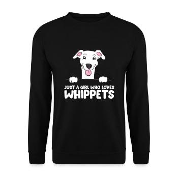 Nur ein Mädchen, das Whippets liebt Niedlicher - Unisex Pullover - Schwarz - Vorne - Alina (178cm) & Michal (187cm)