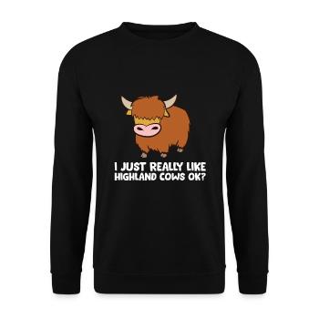 Amoureux des vaches des Highlands J’aime les vaches des Highlands - Sweat-shirt Unisexe - noir - Devant - Alina (178cm) & Michal (187cm)