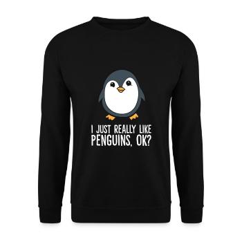 J’aime vraiment les pingouins - Sweat-shirt Unisexe - noir - Devant - Alina (178cm) & Michal (187cm)