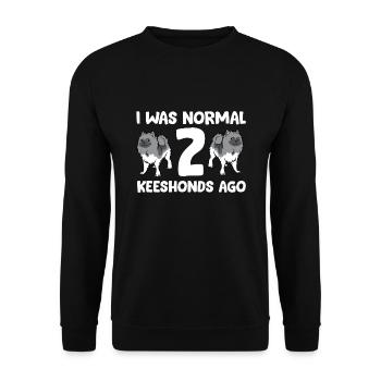 I Was Normal 2 Keeshonds Ago Funny Keeshond - Unisex Sweatshirt - black - Front - Alina (178cm) & Michal (187cm)