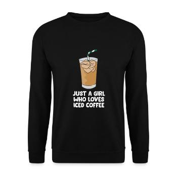 Juste une fille qui aime le café glacé Café glacé sucré - Sweat-shirt Unisexe - noir - Devant - Alina (178cm) & Michal (187cm)