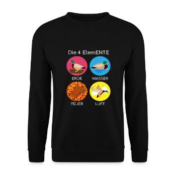 Les 4 Canard ElemENTE Canard Feu Eau - Sweat-shirt Unisexe - noir - Devant - Alina (178cm) & Michal (187cm)