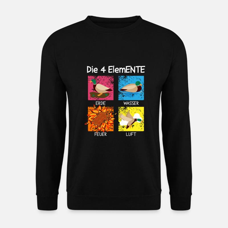 Die 4 ElemENTE Enten Ente Feuer Wasser - Unisex Pullover - Schwarz
