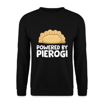 Powered By Pierogi Funny Pierogi - Unisex Sweatshirt - black - Front - Alina (178cm) & Michal (187cm)