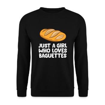 Nur ein Mädchen, das Baguettes liebt - Unisex Pullover - Schwarz - Vorne - Alina (178cm) & Michal (187cm)
