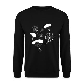 Fallschirm Löwenzahn Fallschirmspringer - Unisex Pullover - Schwarz - Vorne - Alina (178cm) & Michal (187cm)