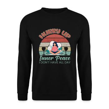 Hurry up Inner Peace - Unisex Sweatshirt - black - Front - Alina (178cm) & Michal (187cm)
