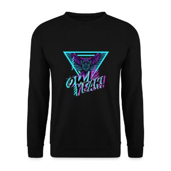 Owl yes Neon Retro 80s Bird Sweet - Unisex Sweatshirt - black - Front - Alina (178cm) & Michal (187cm)