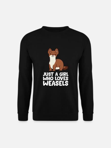 Nur ein Mädchen, das Wiesel liebt - Unisex Pullover - Schwarz