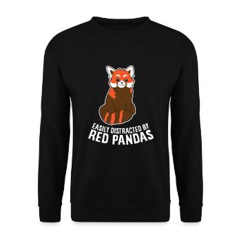 Facilement distrait par les pandas roux Aimez le rouge - Sweat-shirt Unisexe - noir - Devant - Alina (178cm) & Michal (187cm)