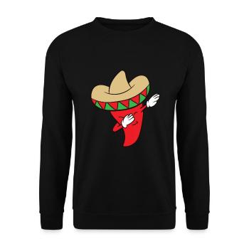 Chili Dabbing Lustiges Chili - Unisex Pullover - Schwarz - Vorne - Alina (178cm) & Michal (187cm)