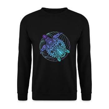 Turtles Mandala Diver Surfer - Unisex Sweatshirt - black - Front - Alina (178cm) & Michal (187cm)