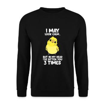Parakeet Bird In My Head I've Bitten You 3 Times - Unisex Sweatshirt - black - Front - Alina (178cm) & Michal (187cm)