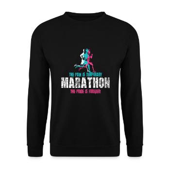 The Pain Is Temporary Marathon Coureur - Sweat-shirt Unisexe - noir - Devant - Alina (178cm) & Michal (187cm)