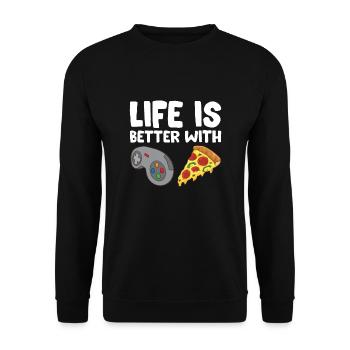 Funny Gaming Lover Life Is Better With Gaming - Unisex Sweatshirt - black - Front - Alina (178cm) & Michal (187cm)